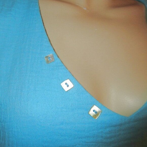 Lulu B Gauze Asymmetrical Top Size XL TunicTank Sleeveless Lagenlook Coastal NWT - Picture 3 of 11